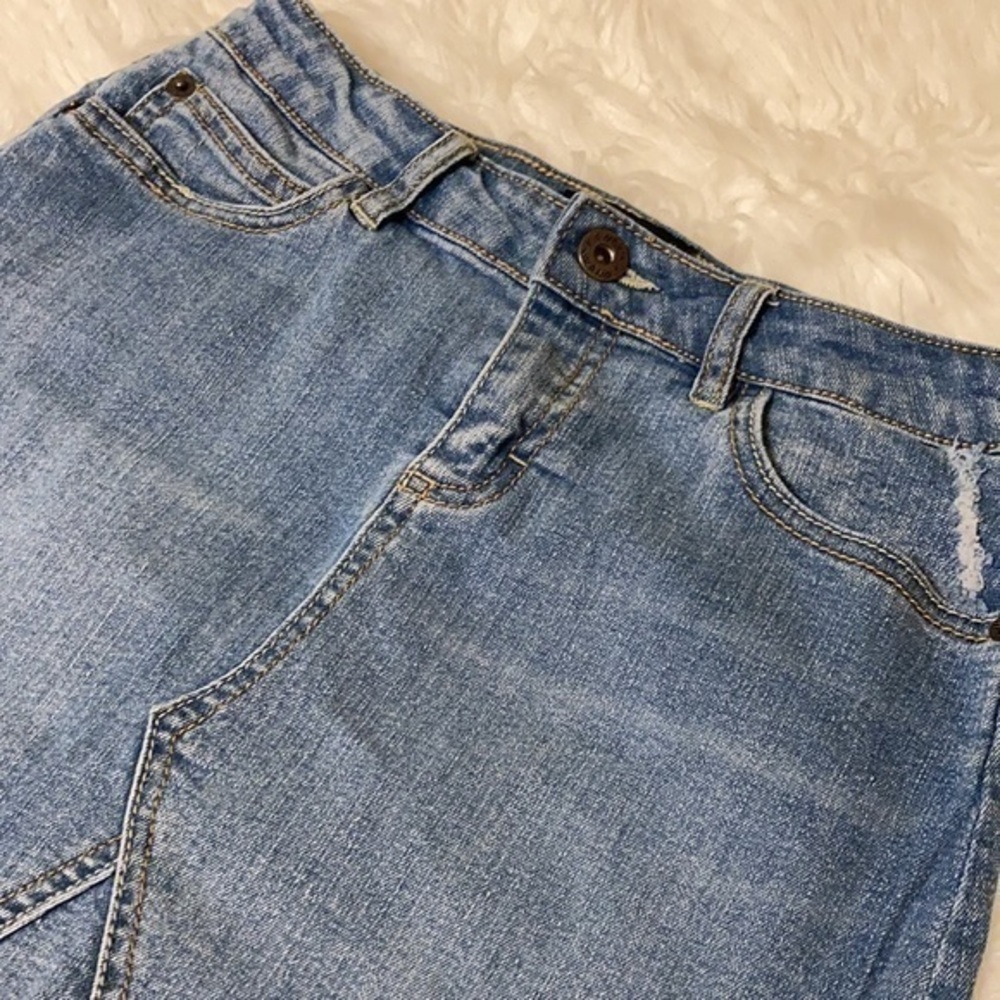 Lucky Brand raw edge blue Jean skirt Sz 12R - Picture 2 of 6